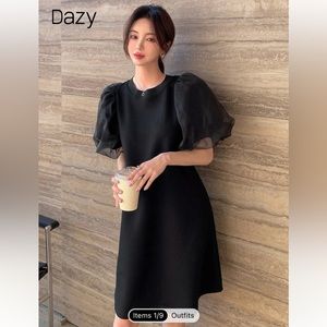 Balloon sleeves black dress - brand new